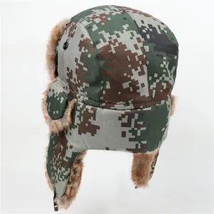 Winter Kamo Ushanka Mütze mit warmem Fell Ohrenklappen, dicke winddichte Bombermütze.