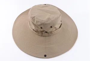 Khaki wide brim sun hat for outdoor hiking, waterproof breathable fishing cap for summer.
