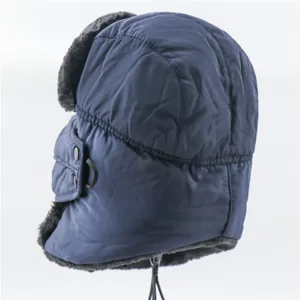 Winter warm trapper ushatka hat windproof waterproof thick plush earflap bomber cap for cold weather