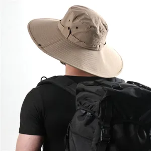 Summer outdoor sun hat wide brim breathable fishing hat khaki men women UV protection