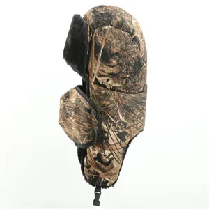 Winter warm camouflage trapper hat windproof thickened earflap bomber hat outdoor unisex.