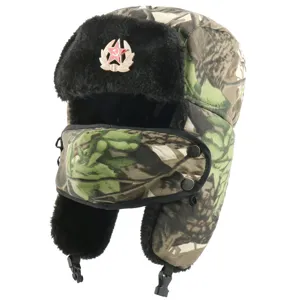 Winter Warm Camouflage Trapper Bomber Hat Faux Fur Earflap Windproof Cold Weather Snow Cap