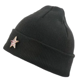Unisex Winter Warm Knit Beanie Hat With Soviet Red Star Hammer And Sickle Metal Badge Hip Hop Casual Daily Skull Cap