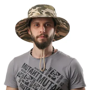Men camouflage bucket hat outdoor fishing hiking sun protection summer wide brim sunhat