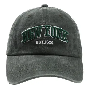 Washed cotton baseball cap for men and women, classic curved brim sun hat with stylish front emb.