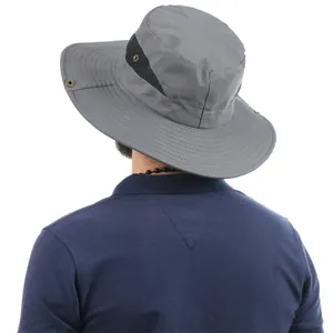 Mens outdoor sun protection bucket hat breathable fishing hiking hat casual summer wear