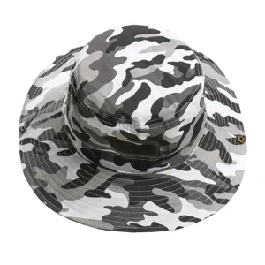 Camouflage bucket hat for outdoor fishing and hiking, wide brim summer sun protection sun hat.