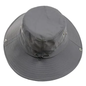 Outdoor waterproof sun hat for men and women quick drying hiking bucket hat with windproof cord.
