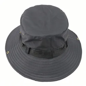 Men outdoor sun protection bucket hat breathable dark grey hiking fishing sun cap