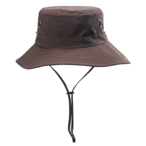 Outdoor waterproof quick-drying bucket hat with chin strap for hiking and sun protection