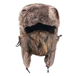 Winter Camouflage Ushanka Hat Thickened Ear Flap Windproof Warm Trapper Hat for Outdoor