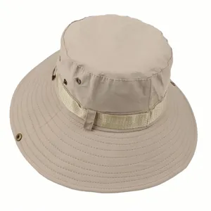 Khaki outdoor sun hat breathable fishing cap men summer hiking boonie hat detail view