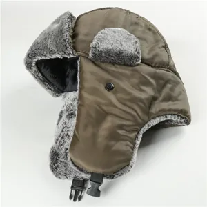 Winter warm trapper hat with thick faux fur lining and windproof earflaps for outdoor sports.