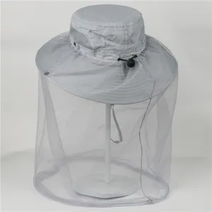 Detail view of anti-mosquito bucket hat with breathable mesh and quick-dry fabric