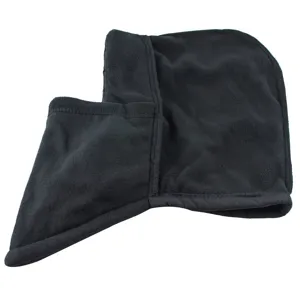 Black fleece balaclava thermal windproof cycling face mask hood for winter outdoor sports.