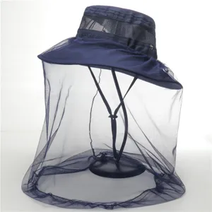 Close-up of the breathable mesh design and mosquito net on the outdoor fishing sun hat.