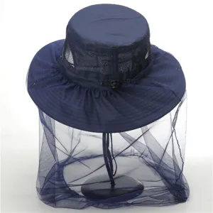 Outdoor mesh anti-mosquito sun hat quick-dry fisherman cap for fishing hiking details.