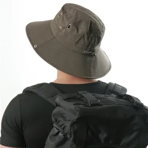 Outdoor sun protection bucket hat for men and women, waterproof quick-dry hiking cap.