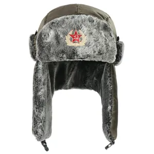 Unisex Winter Warm Trapper Hat Thick Faux Fur Ushanka Russian Bomber Hat Windproof Ear Flap Snow Cap