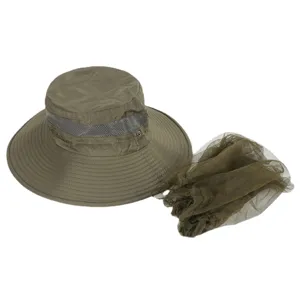 Outdoor mosquito net bucket hat summer sun protection quick drying fishing hiking anti UV sun hat