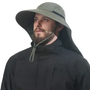 Unisex Outdoor Sun Protection Bucket Hat Wide Brim Neck Flap Cap Breathable Fishing Hiking Cap For Men Women