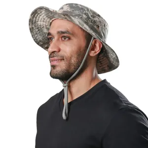 Unisex Camouflage Bucket Hat Cotton Short Brim Sun Protection Outdoor Hiking Fishing Cap Fashion Casual Cap