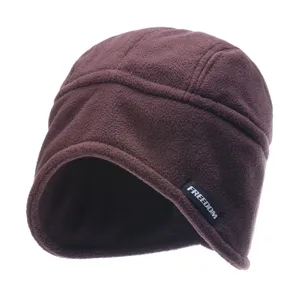 Thickened outdoor fleece winter hat with ear flaps, windproof warm ski cap for cold weather.