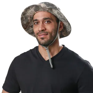 Camouflage bucket hat for outdoor hiking and fishing, sun protection wide brim sun hat.