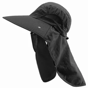 Unisex outdoor sun hat with face shield and neck flap, water-repellent uv protection cap.
