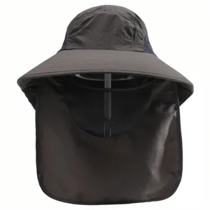 Outdoor sun protection hat with face shield and neck flap, waterproof fisherman hat for men and women.