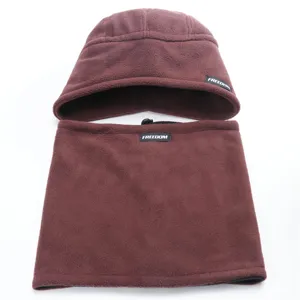 Thickened windproof fleece hooded neck warmer set for outdoor winter sports and skiing.