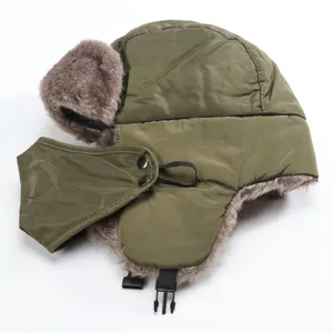 Gefütterte Winter-Trapper-Mütze mit Ohrklappen und Gesichtsmaske, winddichte Outdoor-Mütze.