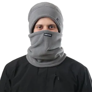 Winter fleece windproof warm hat and neck warmer set for outdoor skiing men and women