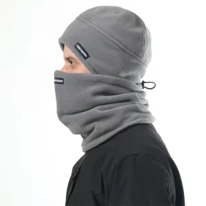 Thickened fleece windproof winter hat and scarf set, warm outdoor ski balaclava for cold weather