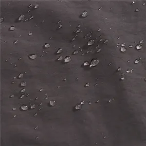 Waterproof fabric detail of outdoor sun hat, showing water-repellent droplet effect.