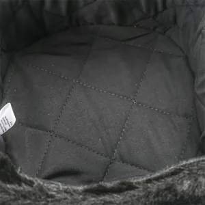 Close-up view of the black quilted lining inside the winter warm trapper hat detail.