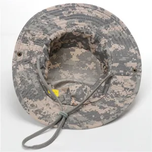 Unisex digital camo bucket hat, outdoor hiking sun protection fishing hat with adjustable cord.