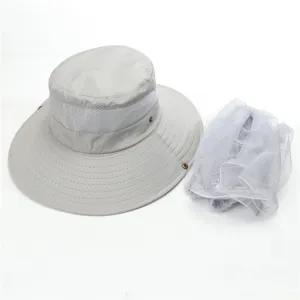 Summer outdoor mesh anti-mosquito sun protection quick-drying bucket hat for fishing hiking.