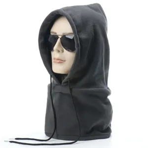 Gorro de esquí de invierno de forro polar grueso, cortavientos con calentador de cuello.