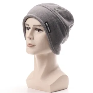 Winter warm fleece beanie hat windproof outdoor earflap thermal ski cap for adults