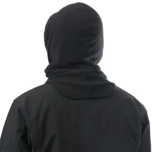 Vista trasera detallada del pasamontañas de polar negro gorro invierno esquí cuello.