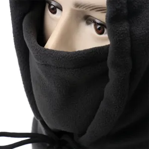Pasamontañas de polar negro cortavientos invierno gorro calido exterior para hombre.