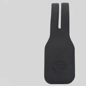 Black silicone magnetic hat clip detail shot, portable outdoor sun protection accessory.