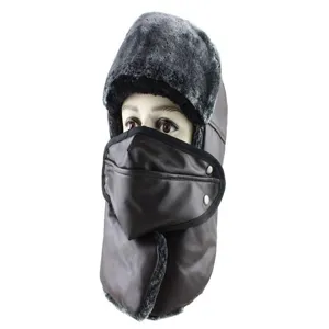 Bonnet aviateur ushanka d'hiver chaud avec masque facial amovible et oreillettes en peluche.