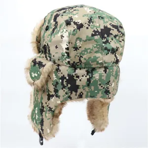 Winter Camouflage Uschanka Mütze mit Ohrenklappen, dicke winddichte warme Pelzmütze.