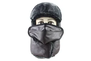 Bonnet aviateur d'hiver coupe-vent avec masque facial et cache-oreilles en peluche