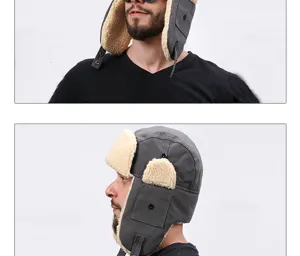 Detailansicht der Winter-Trapper-Mütze mit kuscheligem Fleecefutter und Ohrenklappen.