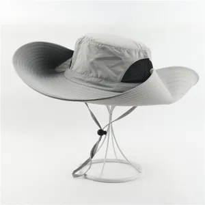 Solid color oversized brim outdoor sun protection breathable bucket hat for summer beach travel