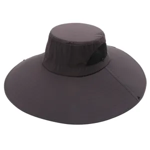 Wide brim sun hat for outdoor summer, breathable mesh bucket hat with UV protection.