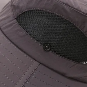 Breathable mesh detail of solid color outdoor sun protection fisherman hat summer cap